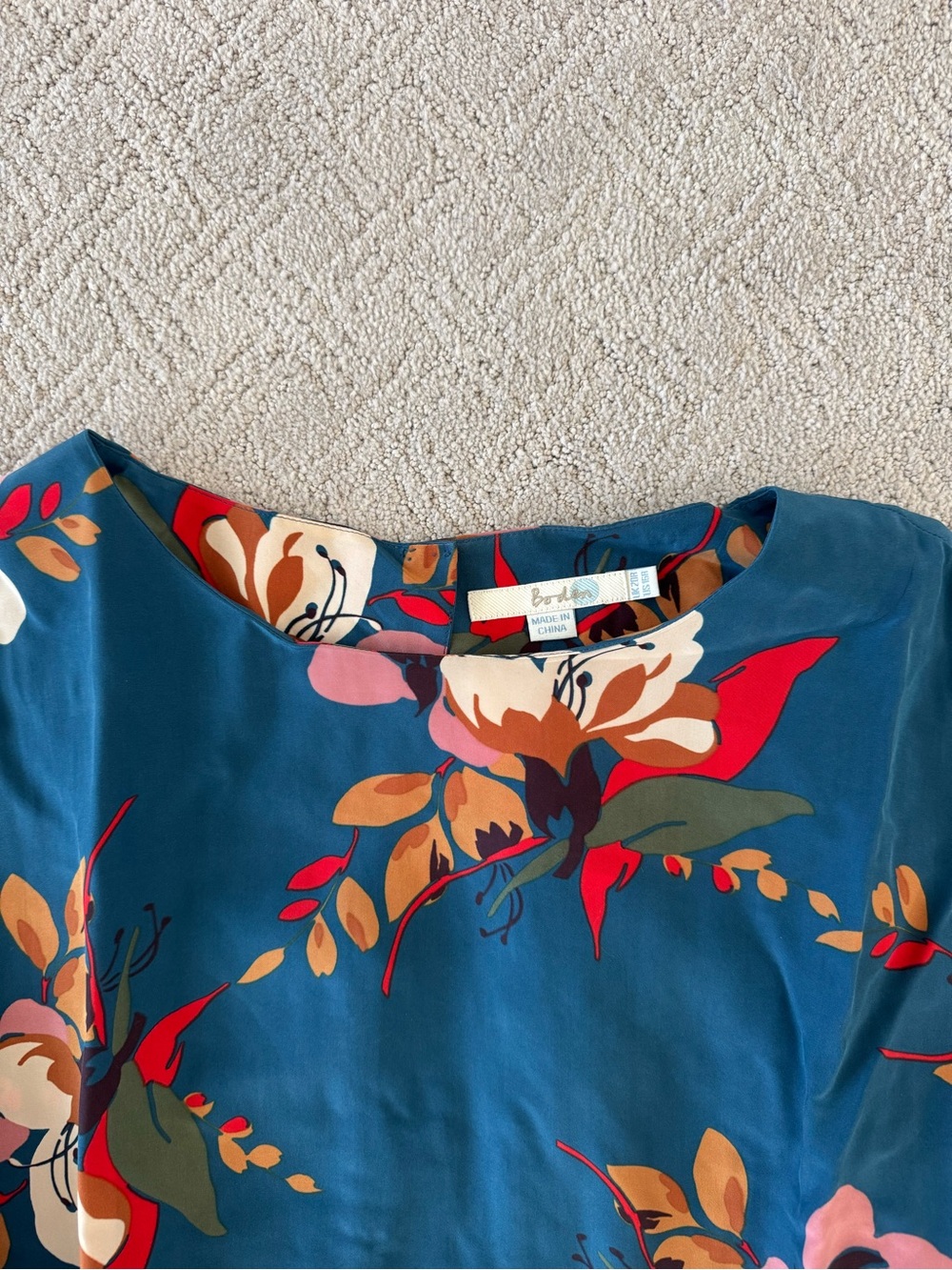 Boden Teal Floral Stripe-Belt Midi Dress - Picture 4 of 4